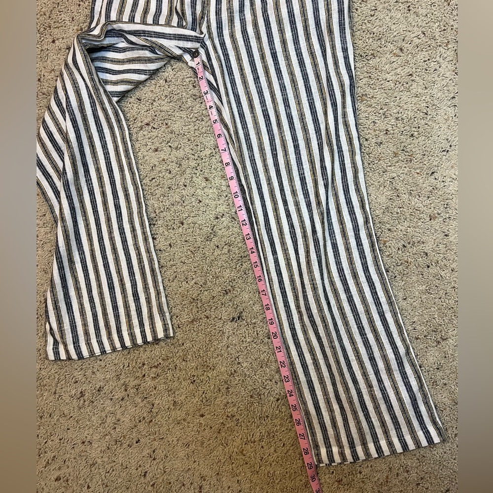 Love Tree Striped White Blue Yellow Linen Drawstring Pants NWT Size M - Picture 8 of 10